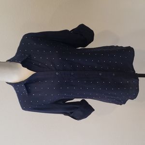 Blue 100% Linen Blouse